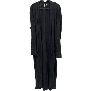 Susina Long Black Open Cardigan